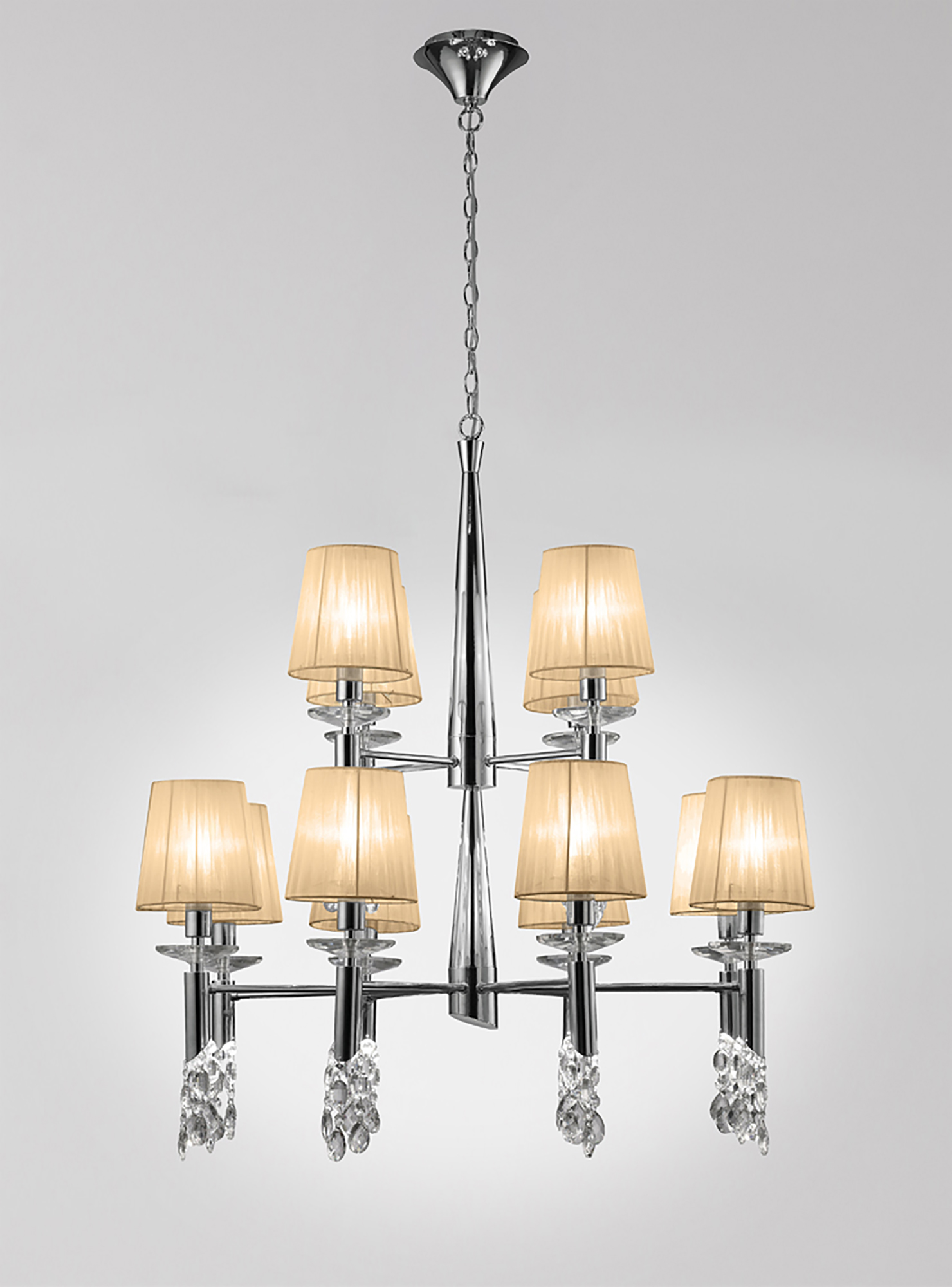 Tiffany Polished Chrome-Soft Bronze Crystal Ceiling Lights Mantra Tiered Crystal Fittings Tiffany Polished Chrome-Soft Bronze Crystal Ceiling Lights Mantra Tiered Crystal Fittings